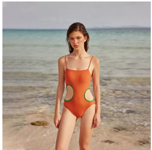 S70 [Coralist Swimwear] ชุดว่ายน้ำวันพีซรุ่น 'Adya' สี Tangerine/Green (CREX247)