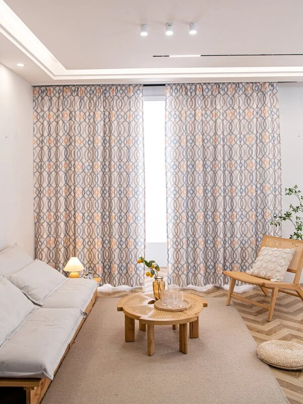 ผ้าม่านเดี่ยว พิมพ์ เรขาคณิต  ผ200