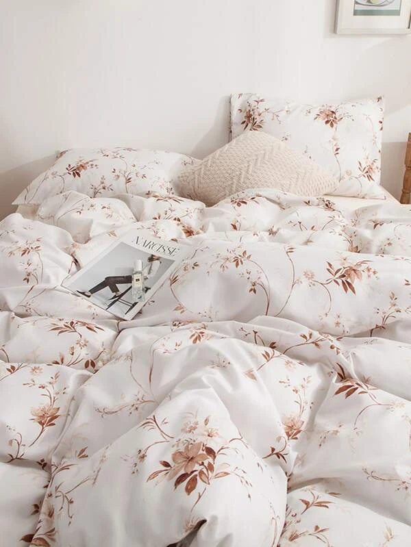 ชุดปลอกผ้านวมพิมพ์ลายดอกไม้ไม่มีฟิลเลอร์ t-43