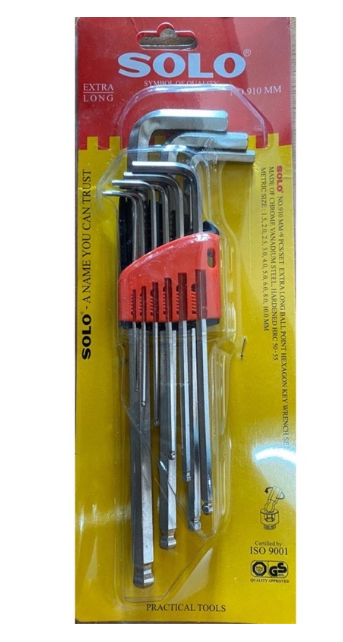 MW14-ประแจหกเหลี่ยม SOLO รุ่น 910 ประแจแอล กุญแจหกเหลี่ยมเบอร์มิล MM. 9 ตัวชุด CRV SOLO แท้