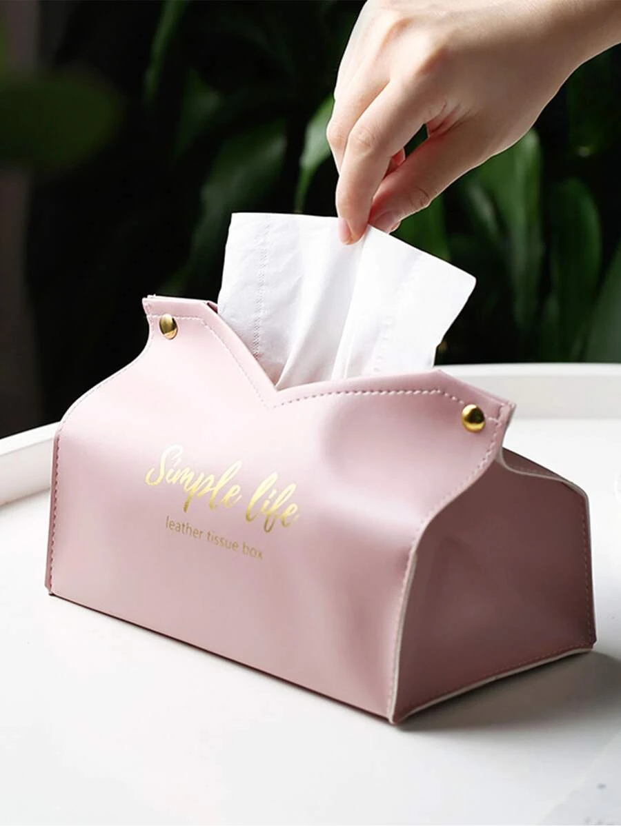 ถุงเก็บทิชชู่ สีชมพู เนื้อเยื่อ จัดเก็บ ทันสมัย เมทัลลิค กราฟฟิค ตัวอักษร สำหรับ บ้าน 1 ชิ้น  nn-133
