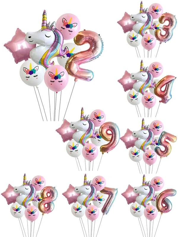 การออกแบบยูนิคอร์น ลูกโป่ง 7ชิ้น p-25