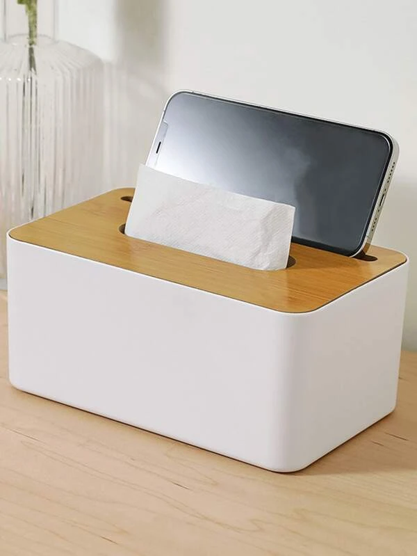1 ชิ้น กล่องทิชชู่ พร้อม ไม้ รายวัน สีขาว กล่องทิชชู่ ผ้าคลุม ที่วาง สำหรับ บ้าน  nn-28