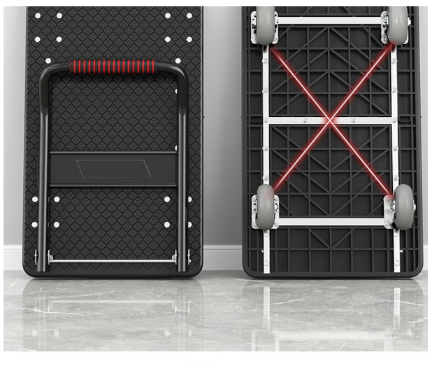 TH108-รถเข็นของ 4 ล้อ พับได้ พื้นเหล็ก แบกภาระ 100 kg ขอบยางกันกระแทกรอบคัน รถเข็น รถเข็นพับได้