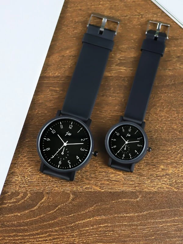 2 ชิ้น คู่ นาฬิกาข้อมือควอทซ์ Round Pointer  น-0187