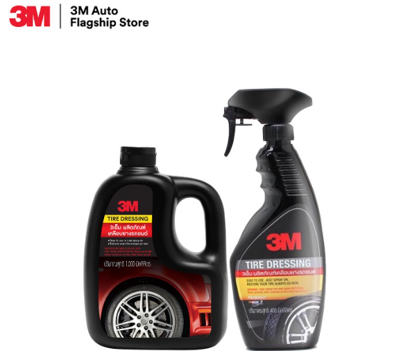 AC42-3M ผลิตภัณฑ์เคลือบเงายางรถยนต์ TIRE DRESSING PN39042LT-1000ML. + สเปรย์เคลือบยางรถยนต์ PN39042LT-400ml.
