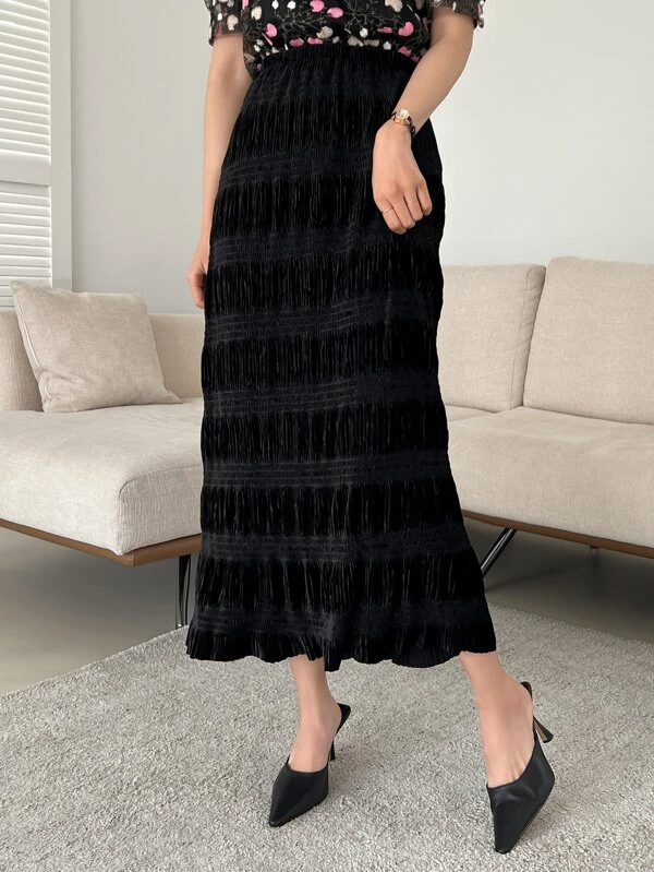 DAZY กระโปรง เอวสูง นัวเนีย / ชายระบาย jj-104