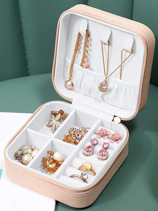 กล่องเครื่องประดับ สีพื้น หนัง PU 1 ชิ้น  i-24