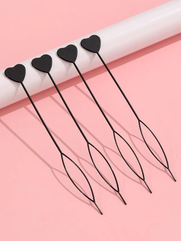 ที่ม้วนผมหางม้า 4 ชิ้น ลายหัวใจ  k-86