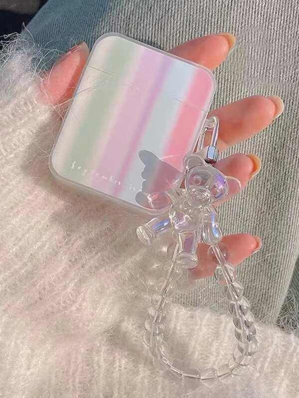 เคส เหมาะกับ Airpods หมี จี้ ไล่โทนสี e-38