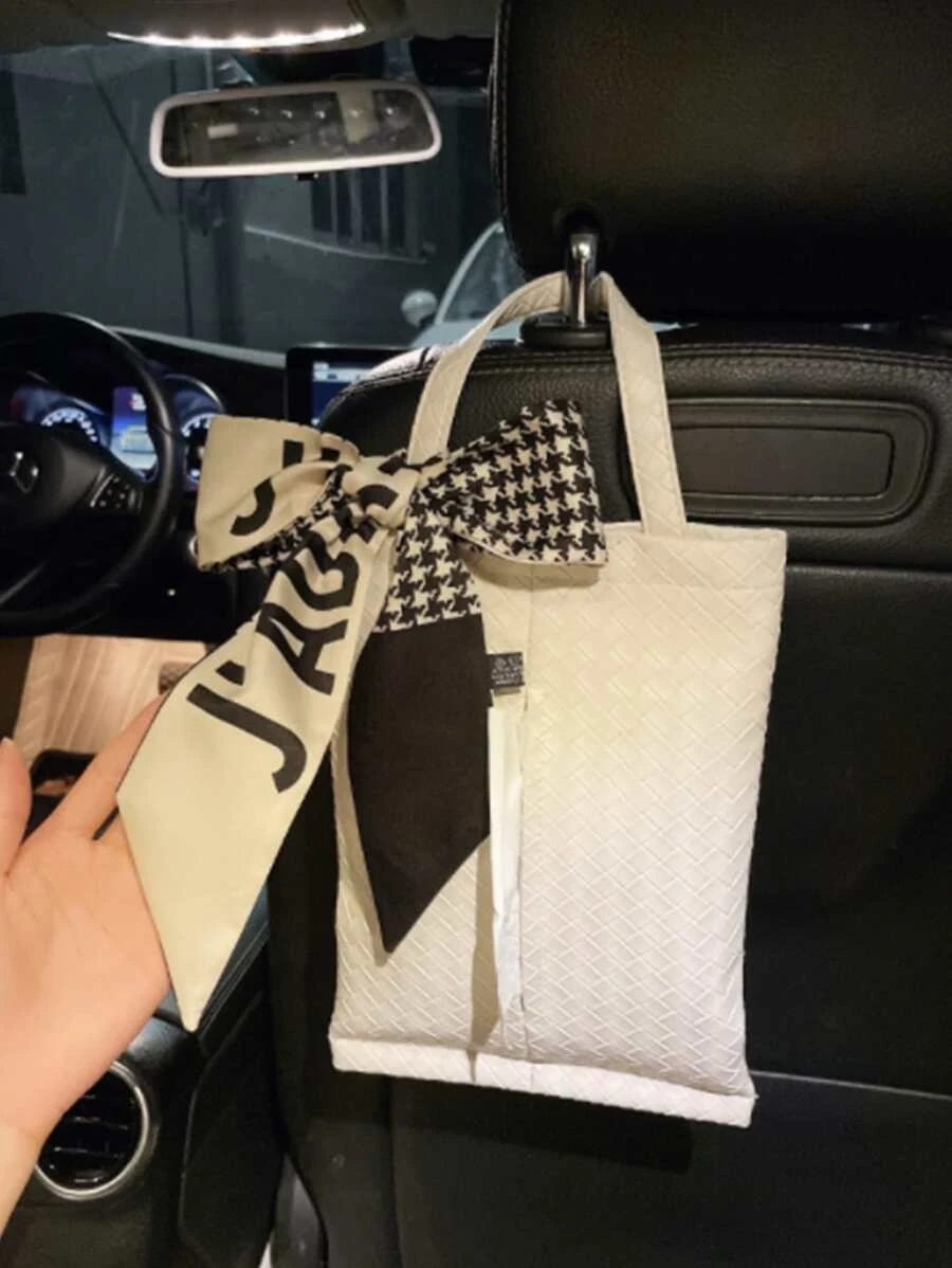 กระเป๋า ตกแต่ง โบว์ หลังเบาะรถยนต์ เนื้อเยื่อ 1 ชิ้น  nn-171