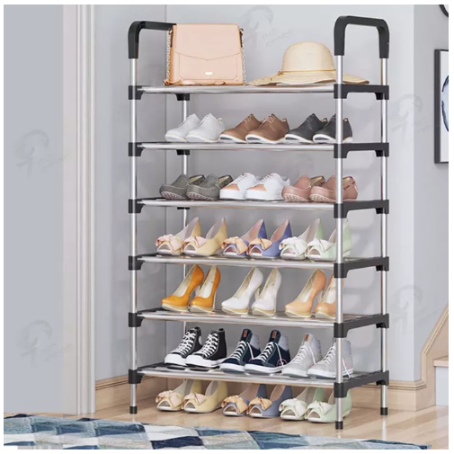 UTI69-[สินค้าเเนะนำ] ชั้นวางรองเท้า ที่เก็บรองเท้า ชั้นวางรองเท้าเหล็ก แบบ4/5/6/7ชั้น หูหิ้ว พร้อมส่ง++