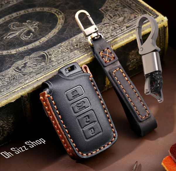 K38-เคสรีโมทรถ Toyota Camry 2015 งานหนังม้า พรีเมียมเกรด Premium Grade Hallmo HANDMADE ทรงคลาสสิค (Horse Leathe