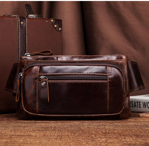 HU48-HUMERPAUL กระเป๋าสะพายหนังผู้ชายกระเป๋าหน้าอกหูฟังภายนอกกระเป๋า crossbody