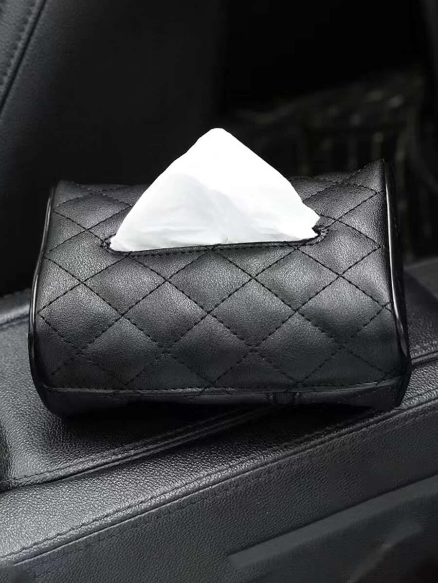 ถุงเก็บทิชชู่ ลายสก็อต เนื้อเยื่อ จัดเก็บ สีดำ สำหรับ รถ 1 ชิ้น  nn-149