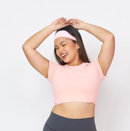 VA99-[Peaches active] Soft flex Tshirt bra (Camille) - เสื้อแขนสั้นชมพู / เสื้อออกกำลังกาย เสื้อผ้าโยคะ เล่นกีฬา