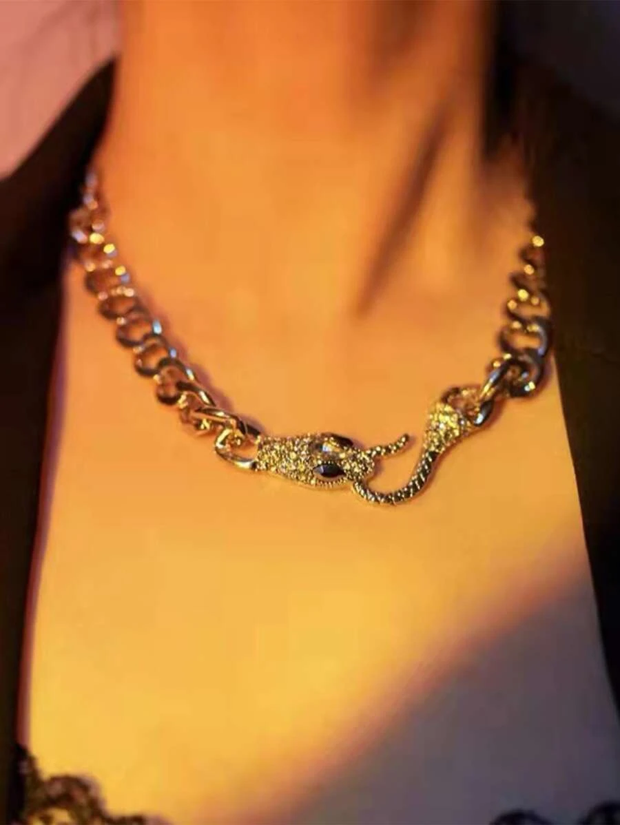 สร้อยคอสายโซ่ ติดเพชร ลายงู kk-174