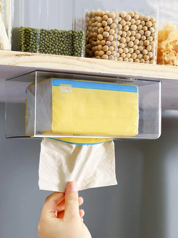 1 ชิ้น พลาสติก เนื้อเยื่อ จัดเก็บ โปร่งใส ติดผนัง ไม่ต้องพันช์ กล่องทิชชู่ ผ้าคลุม ที่วาง สำหรับ บ้าน nn-8