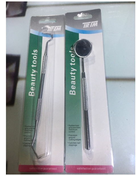 MW166-TRIM ทริม ที่ขูดหินปูน2หัว กระจกส่องฟัน ที่ตรวจเช็คสุขภาพฟัน ราคาต่อ1ชิ้น ยี่ห้อTrim