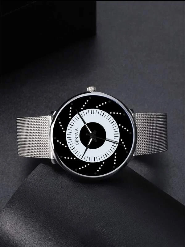 ผู้ชาย นาฬิกาควอทซ์ ตัวชี้ แบบกลม สว่าง  น-0121