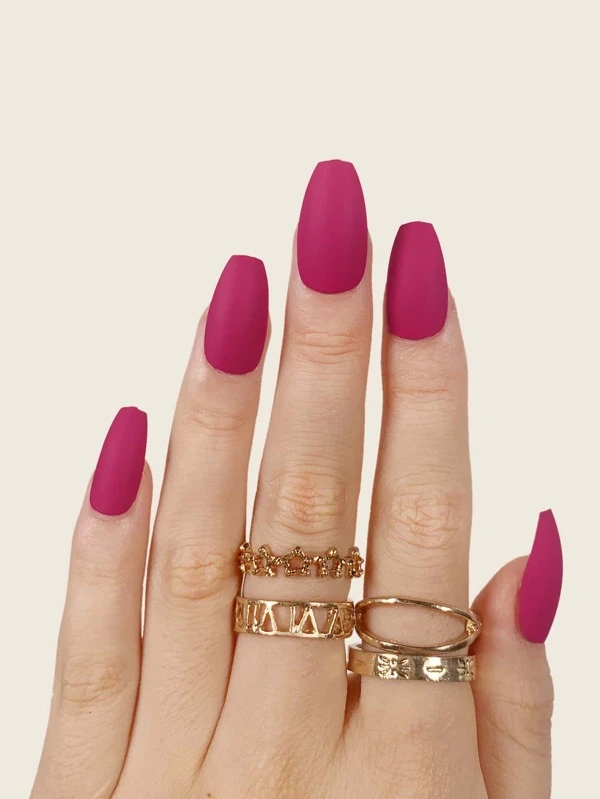 24 ชิ้น เล็บปลอม ทรงคอฟฟิน ยาว & ตะไบเล็บ 1 ชิ้น & เทป 1 แผ่น c-94