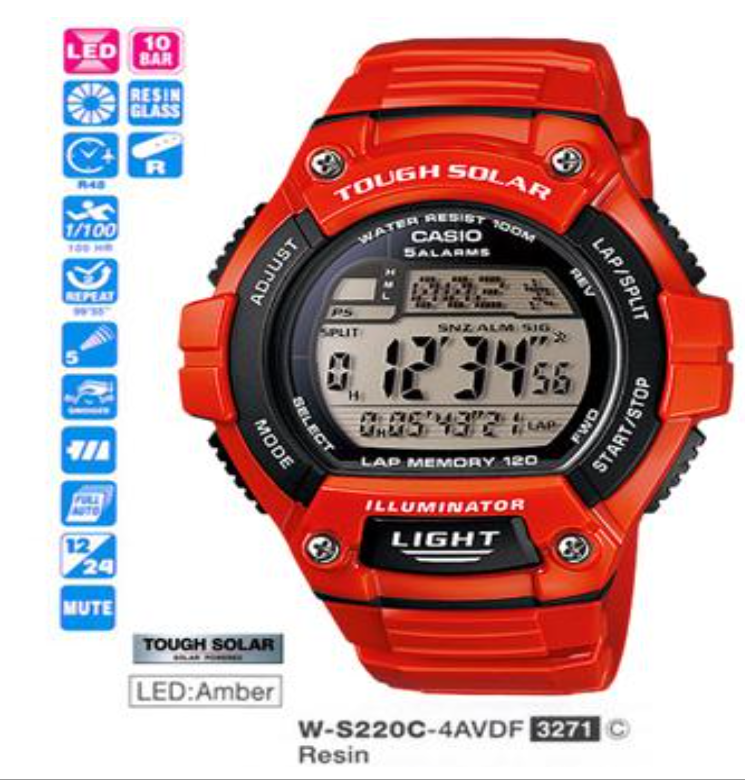 H42-CASIO Standard Solar Power Digital รุ่น W-S220C-4AV