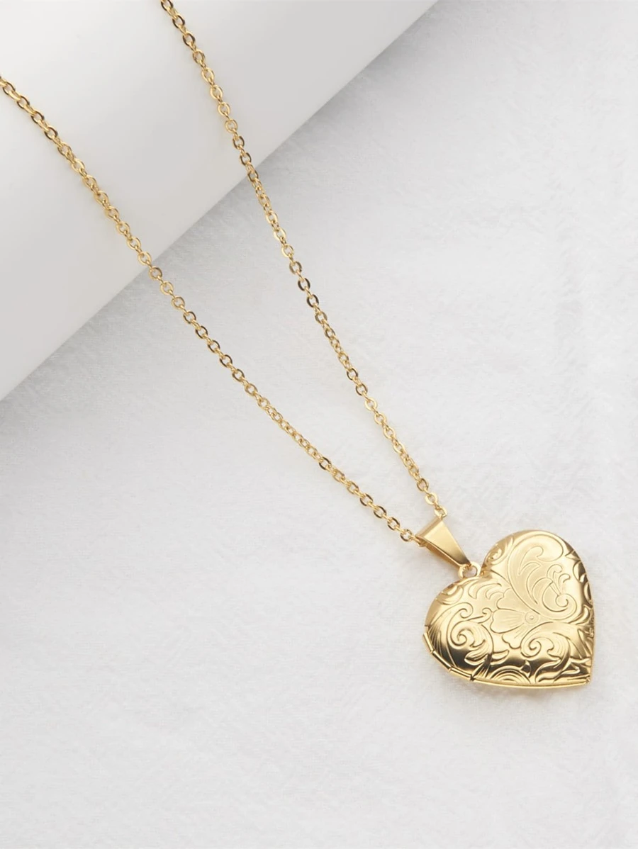 สร้อยคอ ภาพพิมพ์ม้วนกระดาษ หัวใจ kk-31