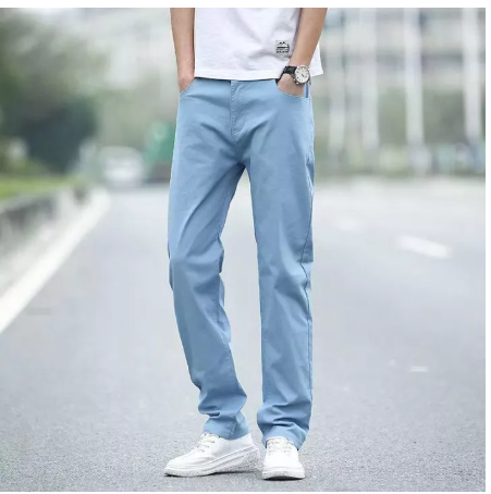 BIG05-สไตล์ใหม่กางเกงลำลองผ้าฝ้ายผู้ชายหลวมขาตรงกางเกงเยาวชนระบายอากาศสบาย ๆ กางเกงผู้ชายกางเกง