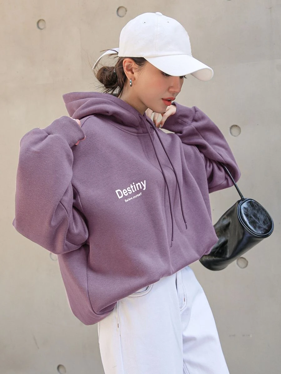 เสื้อฮู้ด โอเวอร์ไซส์ พิมพ์ สโลแกน สายรัด ความร้อน  cc-27