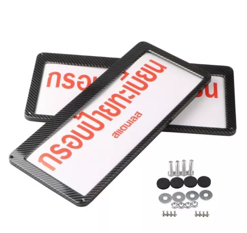 JN47-กรอบป้ายทะเบียนแคบล่า รถยนต์เลสแท้ พร้อมส่งทันที 1 คู่ 2 แผ่น