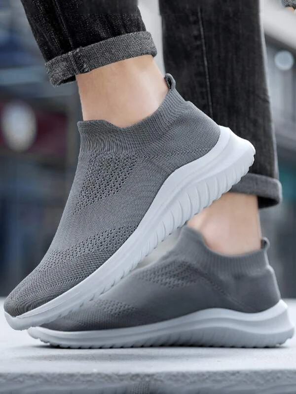 ผู้ชาย รองเท้ากีฬา, รองเท้าผ้าใบ มินิมอล ถัก สลิปออน m-74