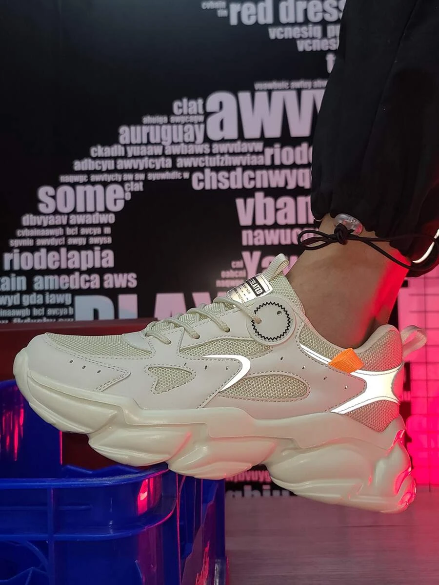 ผู้ชาย รองเท้าผ้าใบทรง Chunky แพทช์ ตัวอักษร สะท้อนแสง รายละเอียด สายรัดหน้า m-54 z.39-46