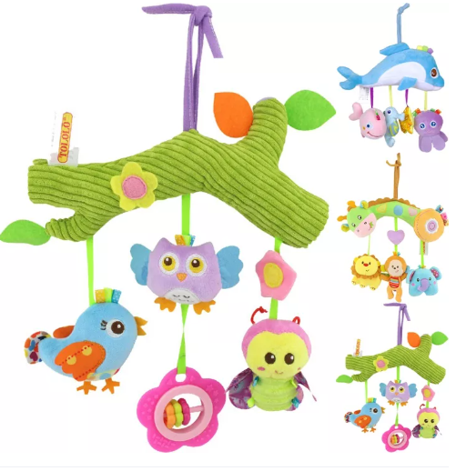 GO55-ระฆังเตียงสัตว์ โมบายแขวนรูปสัตว์ โมบายเด็ก มีเสียงกรุ๊งกริ๊ง โมบายแขวน สำหรับห้อยแขวนติดเตียง รถเข็น หรือคาร์ซีท