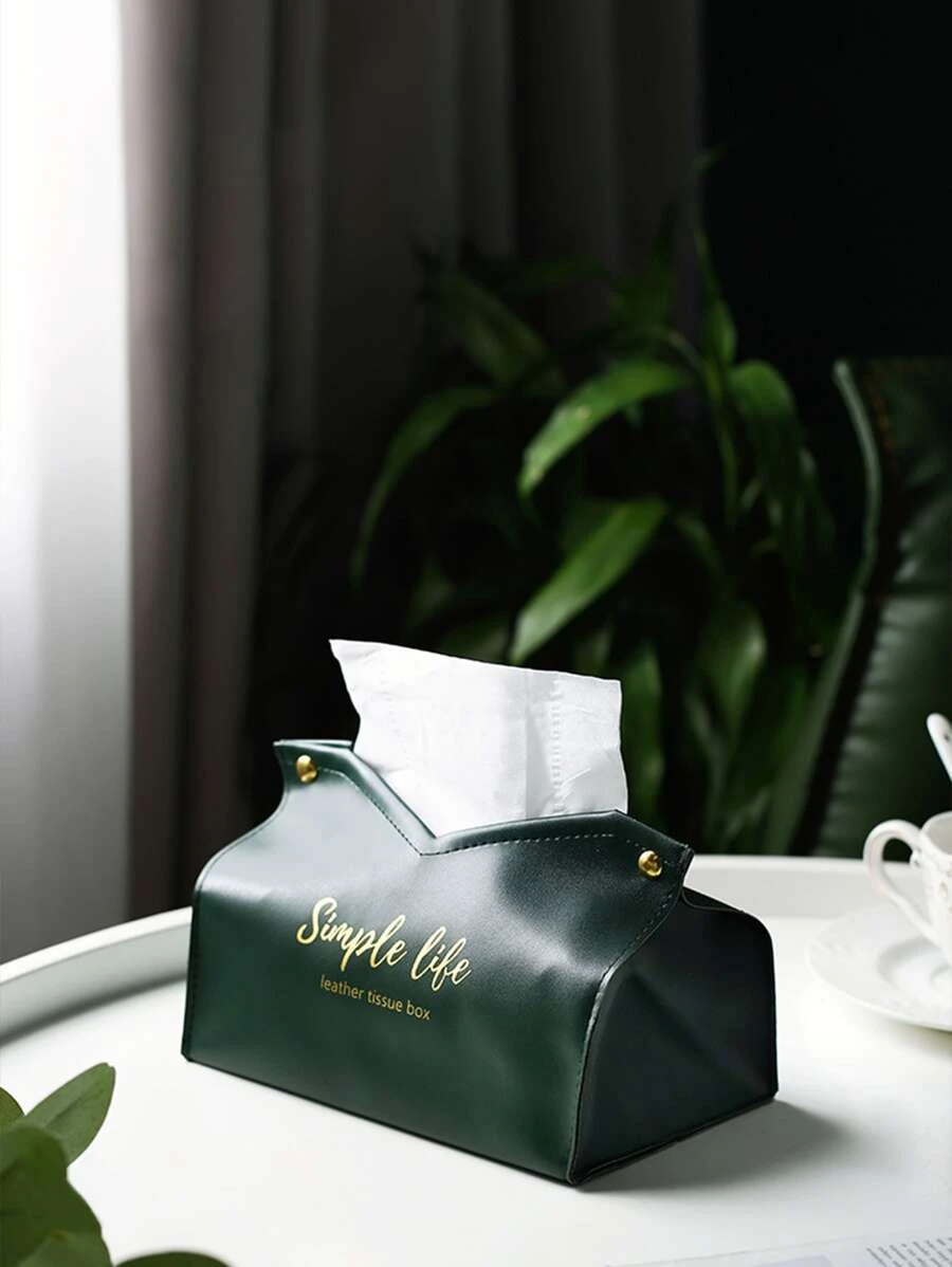กระเป๋าใส่ทิชชู่ 1 ชิ้น ลายตัวอักษร กระเป๋าใส่ทิชชู่ สีเขียว หนัง PU สำหรับ ของตกแต่งบ้าน  nn-134