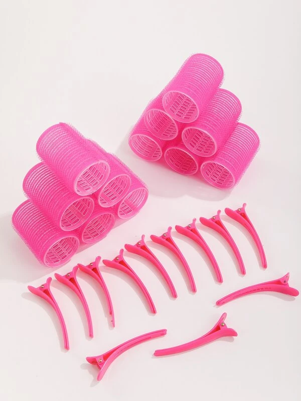 12 ชิ้น กาวในตัว เครื่องม้วนผม & 12 ชิ้น กิ๊บติดผม k-45