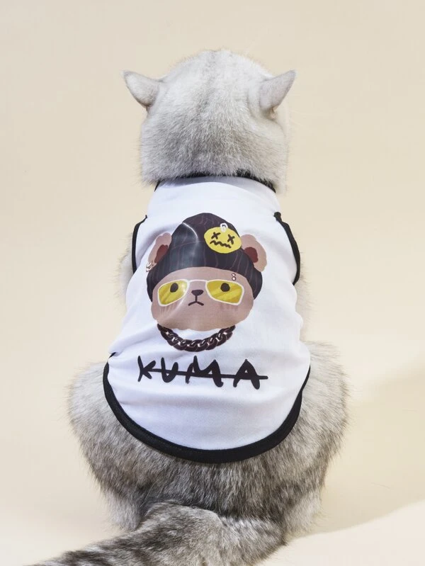Yiyun เสื้อกล้าม สัตว์เลี้ยง พิมพ์ หมี 1 ชิ้น  ม-8