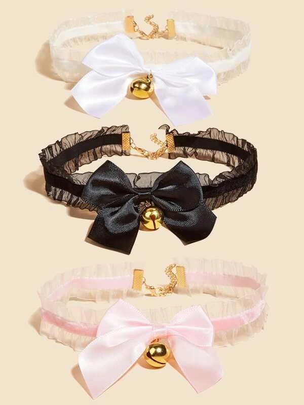 สร้อยคอ สำหรับสัตว์ หลากสี โบว์ 1 ชิ้น ม-98