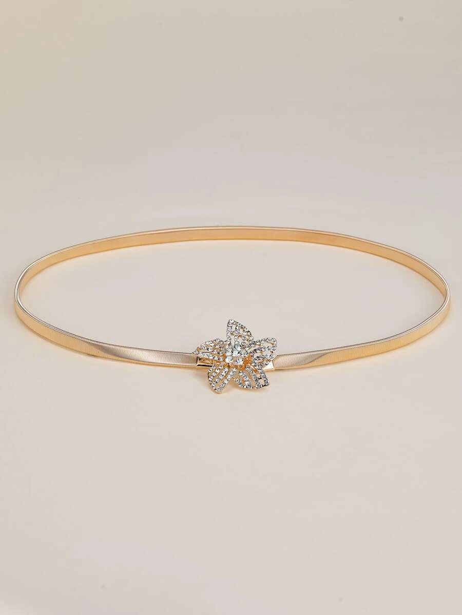 เข็มขัด หัวเข็มขัด พลอยเทียม ดอกไม้  l-058