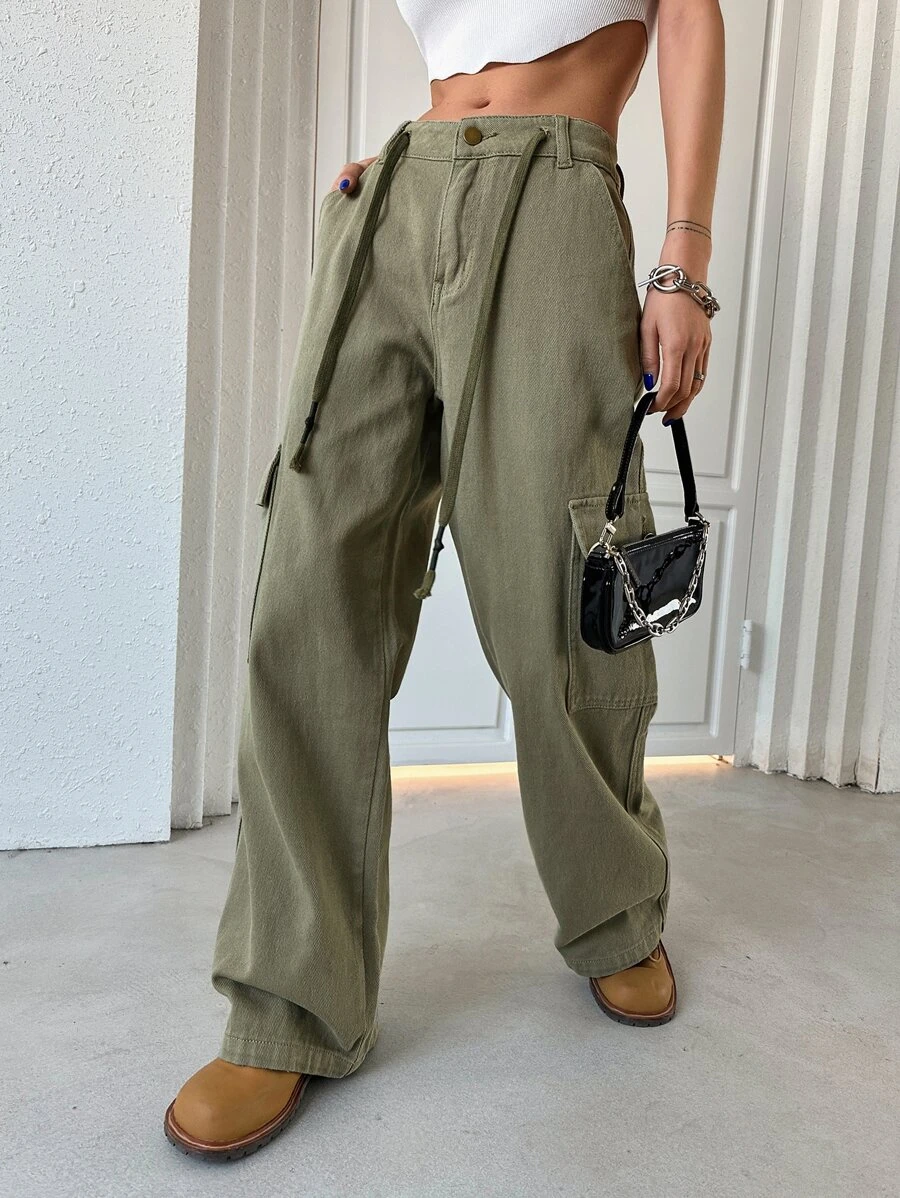 DAZY กางเกงยีนส์ คาร์โก้ กระเป๋าพนัง รายละเอียด เชือกหูรูด  ee-34