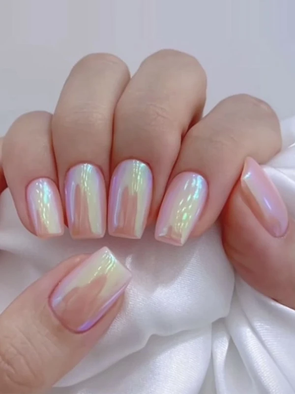 เล็บปลอม ยาว สี่เหลี่ยม สีพื้น 24 ชิ้น & เทปกาว 1 แผ่น & ตะไบเล็บ 1 ชิ้น c-8