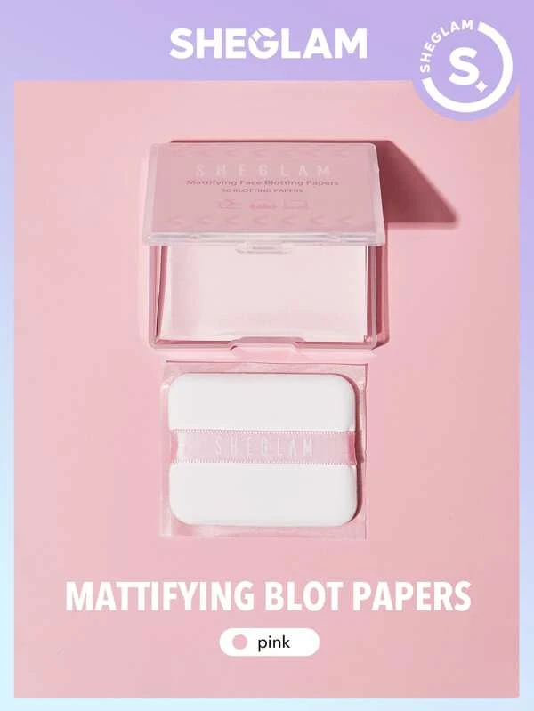 กระดาษซับมันพร้อมพัฟและกระจก 50 ชิ้น-กุหลาบ d-9