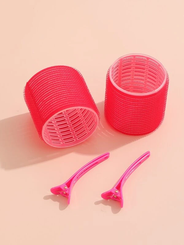 2 ชิ้น โรลม้วนผม & 2 ชิ้น กิ๊บติดผม k-38