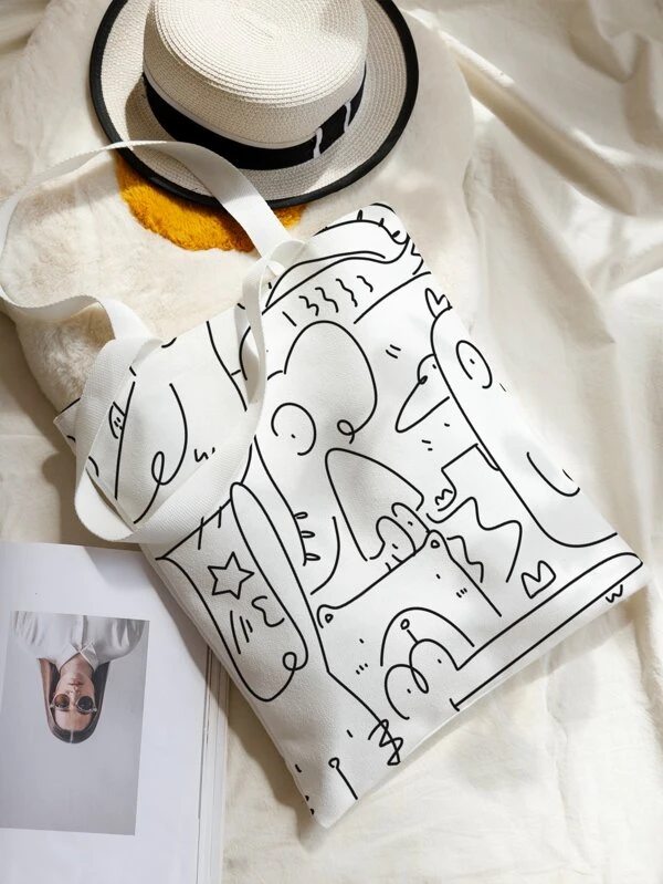 กระเป๋าช้อปปิ้ง ความจุขนาดใหญ่ ภาพกราฟิกรูปตัวการ์ตูน n-28