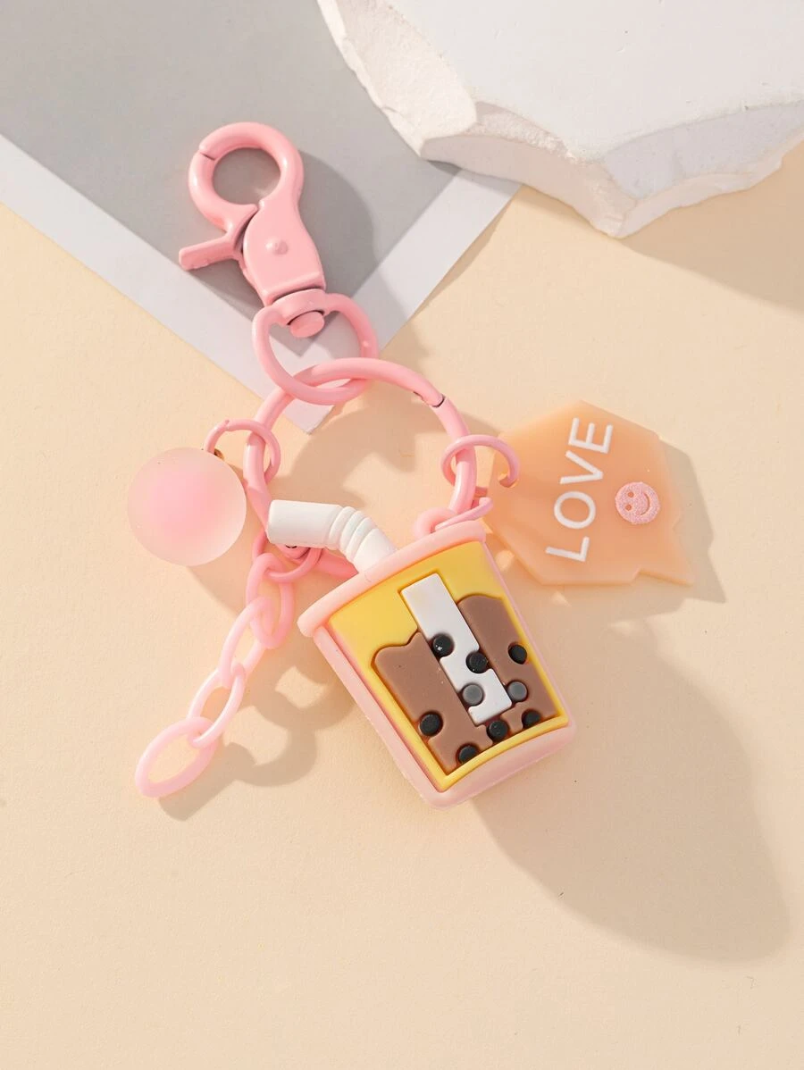 พวงกุญแจ ลายแก้วชานม  k-054