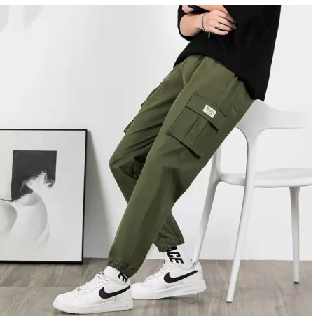 FJ87-ชุดหลวม ๆ ของผู้ชายเป็นกางเกงขายาวเอวสูงทรงหลวมบุคลิกภาพสตรีทแฟชั่นกางเกงขายาวที่เข้ากันได้ทั้งหมด