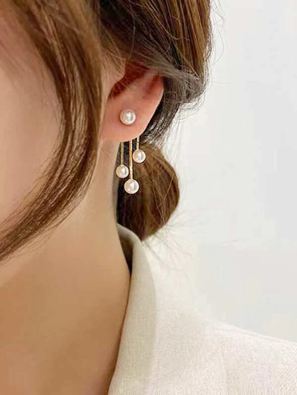 แจ็กเก็ตต่างหู（Earring Jackets） ประดับ มุกเทียม e-11