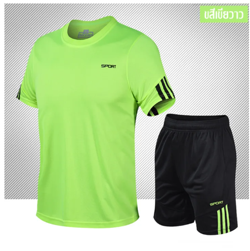 VIC45-（โปรโมชั่นลดราคา）2 ชิ้น / ชุดเสื้อยืดกีฬาผู้ชาย + กางเกงขาสั้นออกกำลังกาย, ชุดกีฬาแห้งเร็ว, ชุดทูพีซ, ชุดวิ่ง, ชุดฝึก, เสื้อผ้าฟุตบอล