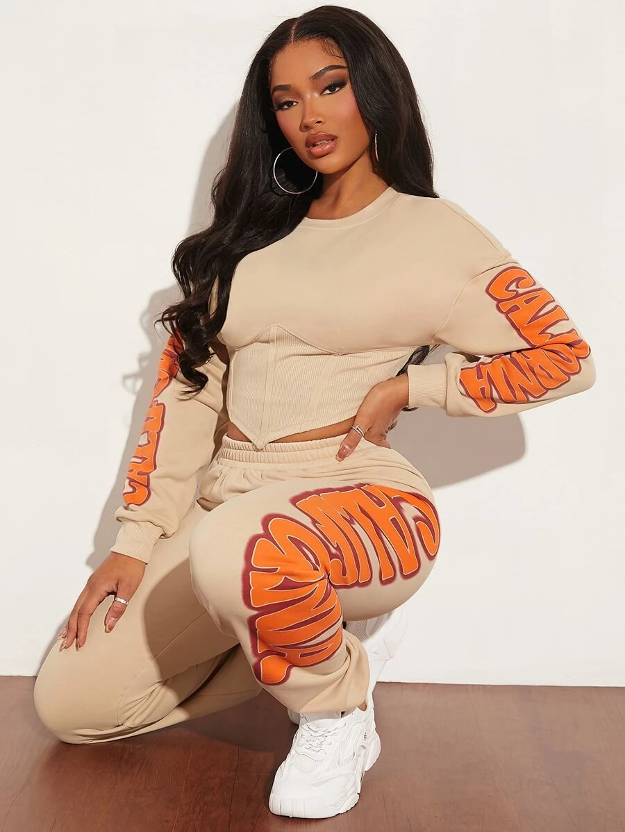 เสื้อสวมหัว ครอป พิมพ์ ตัวอักษร ไหล่ตก cc-84