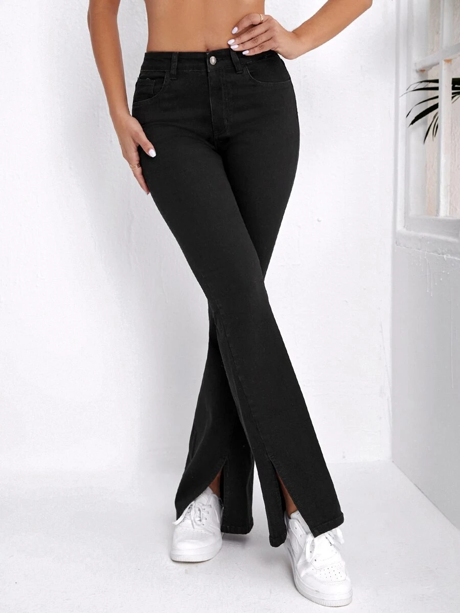 กางเกงยีนส์ขาม้า ผ่าชายเสื้อ  ee-100