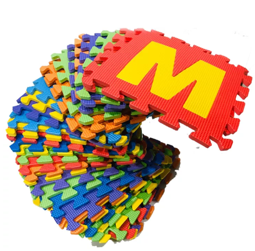 JIN35-แผ่นรองคลานแบบจิ๊กซอว์ ลาย ABC (1 set มี 26 แผ่น) มาพร้อมกระเป๋าหิ้ว ไว้สำหรับเก็บแผ่นโฟม